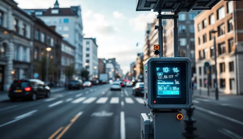 Radarmessgerät auf Straße (KI generiert)